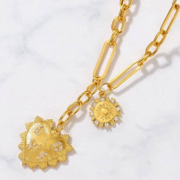 “Sarah” ✨💗14K Gold Plated Heart Bling Charm  Adjustable Necklace - Picture 3 of 3